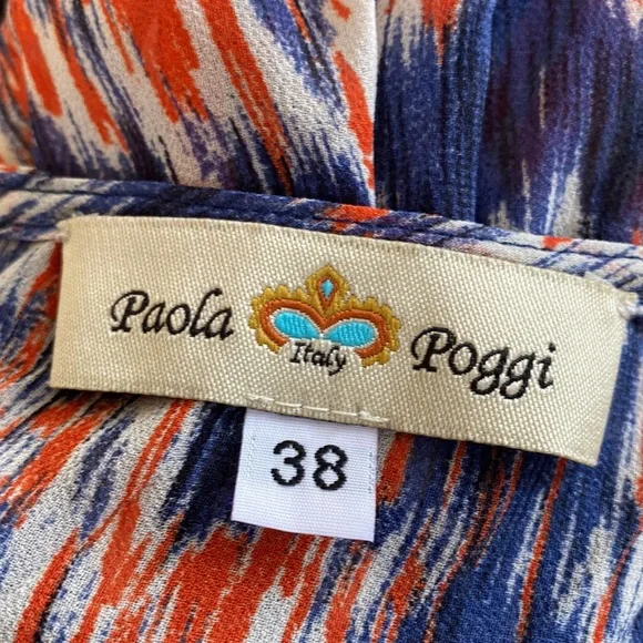 Paola Poggi Italian peach long sleeve sheer boho chic blouse cover up IT 38 US S - Picture 7 of 9